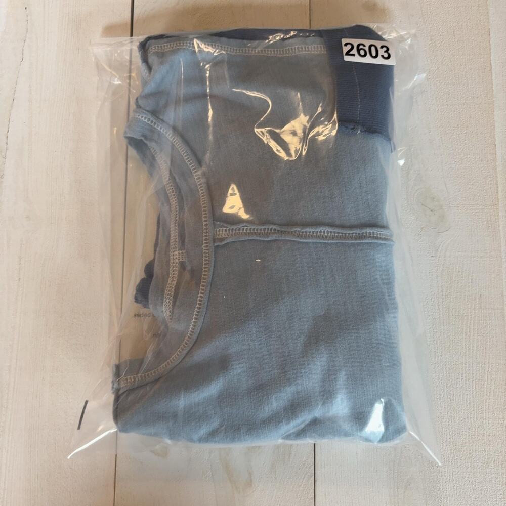 SHEIN Shirt Womens Small Blue Colorblock Long Sleeve Pocket Jersey Distressed - Picture 10 of 10